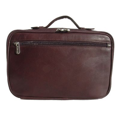 Piel Leather Hanging Cosmetic Utility Kit, Chocolate, One Size