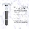 Parker, 96R Graphite Gray Long Handle Butterfly Open Double Edge Safety Razor for Men, 5 Parker Premium Platinum Double Edge Razor Blades Included view 4