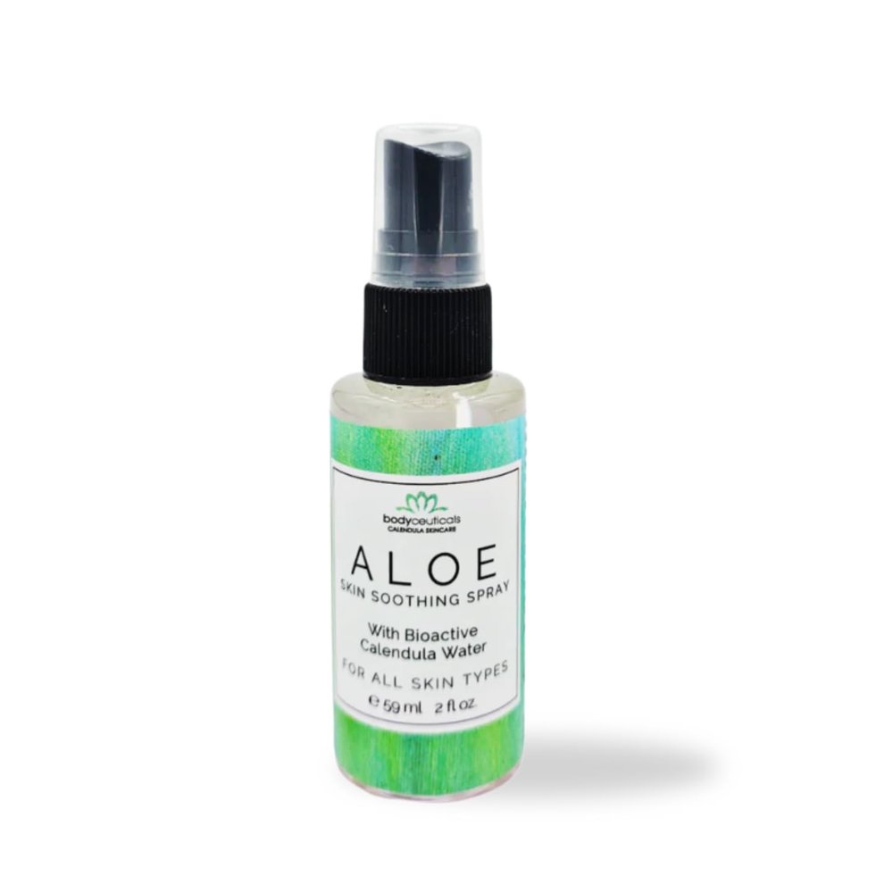 Bodyceuticals Aloe Skin Soothing Spray for Face and Body  Bioactive Calendula Water  Hydrating Formula for All Skin Types  2 Ounce