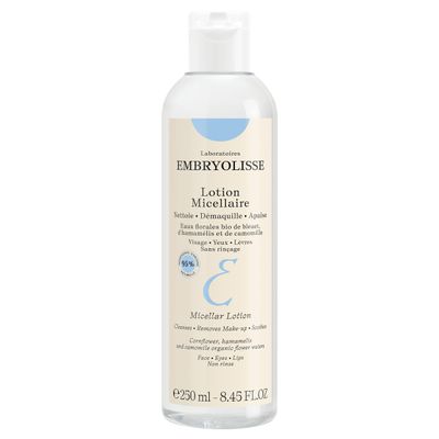 Embryolisse Micellar Lotion Makeup Remover for Sensitive Skin, Gentle Cleansing and Toning Floral Water with Chamomile, Cornflower & Witch Hazel, No-Rinse, 8.45 Fl Oz