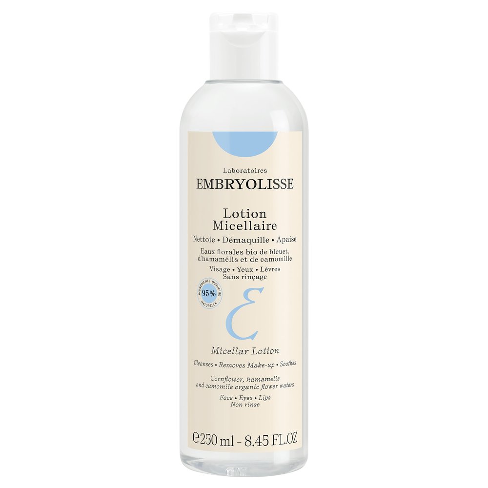 Embryolisse Micellar Lotion Makeup Remover for Sensitive Skin, Gentle Cleansing and Toning Floral Water with Chamomile, Cornflower & Witch Hazel, No-Rinse, 8.45 Fl Oz