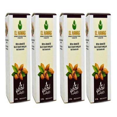 Bitter Almond Oil Natural Undiluted Pure For Hair Skin Care Skincare Facial Body & Cold Pressed Premium No Additives Kosher Halal (4 Pack = 4.05 oz / 120 ml)   