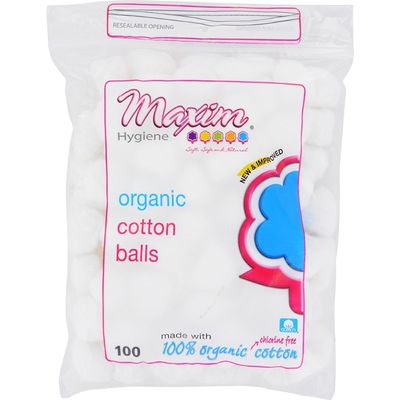 Maxim Hygiene Products Organic Cotton Balls, Jumbo Size 100 ea (Pack of 12)