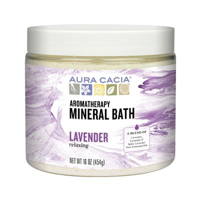 Aura Cacia Lavender Harvest Aromatherapy Mineral Bath Salts, 16 oz (Pack of 3) - Relaxing Bath Soak with Pure Lavender Essential Oils for Mind and Body