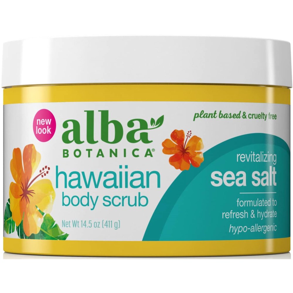 Alba Botanica Hawaiian Body Scrub, Revitalizing Sea Salt, Refresh & Hydrate, Hypo-Allergenic 14.5 Oz - 12 Pack