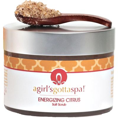 A Girl's Gotta Spa! KP Body Scrub with Dead Sea Salt - Natural Moisturizers for Dry Skin 10 oz with Wooden Spoon