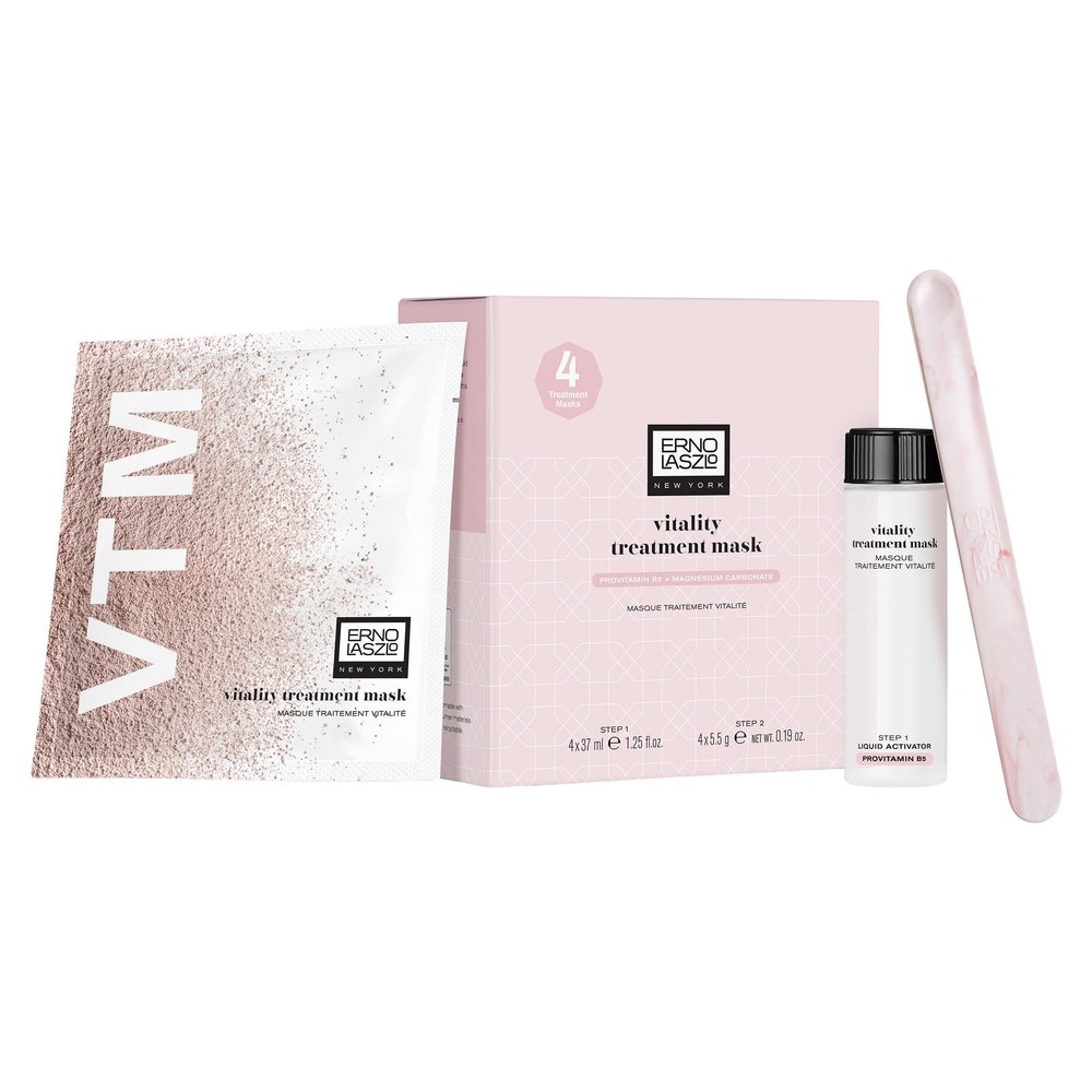 Erno Laszlo Vitality Skincare Mask, Pink Face Mask Peel, Plump and Clarify, Mineral Powder Blend with Serum Lotion, 4 Pack of Masks (1.25 Fl Oz Each)