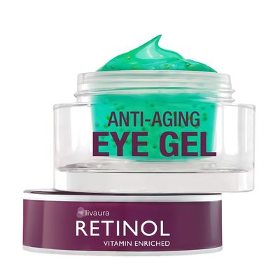 LIVAURA Retinol Vitamin A Eye Gel  Anti-Wrinkle Treatment Minimizes Signs of Aging, Dark Circles Around Eyes  Extra Boost of Retinol From Micro-Beads Restores Tone & Elasticity to Eye Area