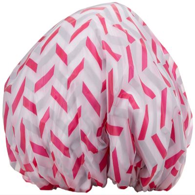 blowpro Waterproof Shower Cap Anti Humidity, Mold Resistant & Breathable Terry Cotton Lined Bath Hat Turban Elastic Band, Adjustable One Size - Color And Pattern May Vary