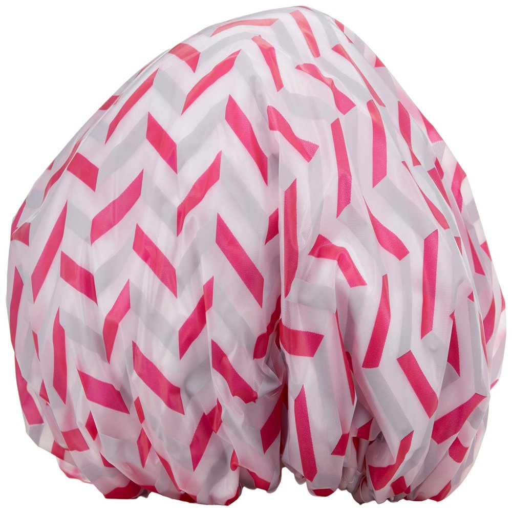 blowpro Waterproof Shower Cap Anti Humidity, Mold Resistant & Breathable Terry Cotton Lined Bath Hat Turban Elastic Band, Adjustable One Size - Color And Pattern May Vary