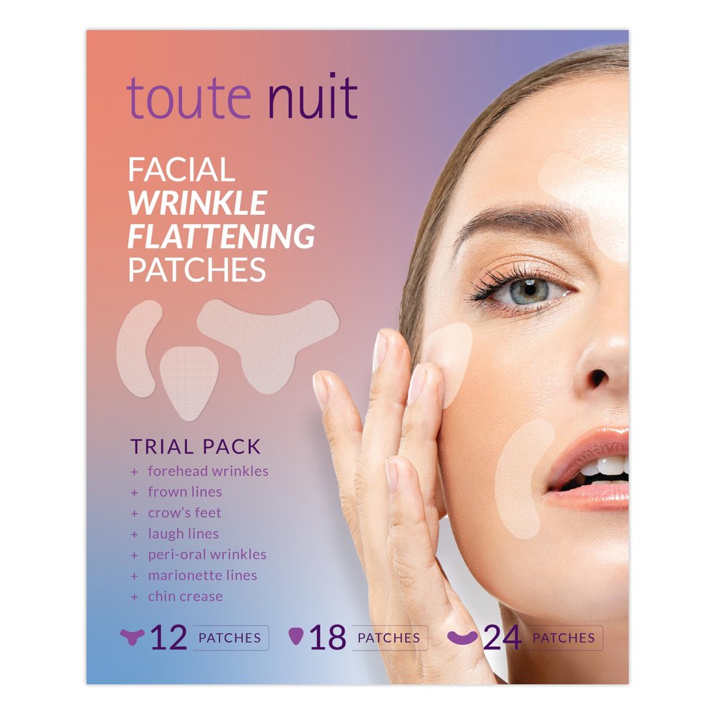 Toute Nuit Wrinkle Patches  Trial Pack  Face Tape for Forehead, Eyes & Mouth  Hypoallergenic Anti Wrinkle Patches  54 Count, Made in USA
