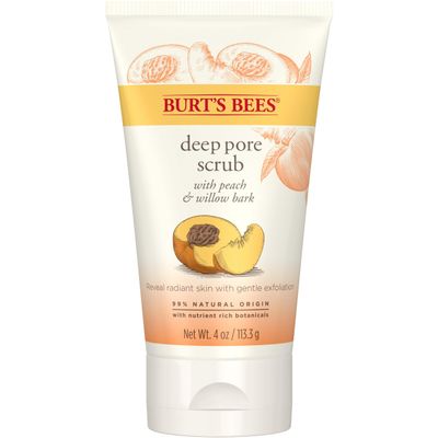 Burt's Bees Peach and Willow Bark Deep Pore Exfoliating Facial Scrub, 4 Oz (Package May Vary)