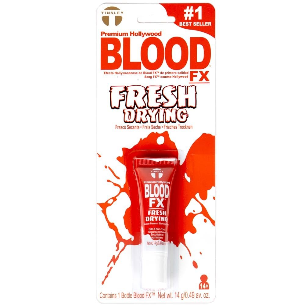 Blood FX  Fresh Drying Fake Blood for Special Effects, Realistic Non-Staining Washable Blood for Halloween, Theater, Cosplay, and Film Makeup