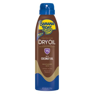 Banana Boat Protective Tanning Dry Oil Clear Spray Sunscreen SPF 15, 6oz, Tanning Sunscreen Spray, Banana Boat Dry Oil SPF 15, SPF Tanning Oil, Dry Tanning Oil Spray, Oxybenzone Free Sunscreen, 6oz