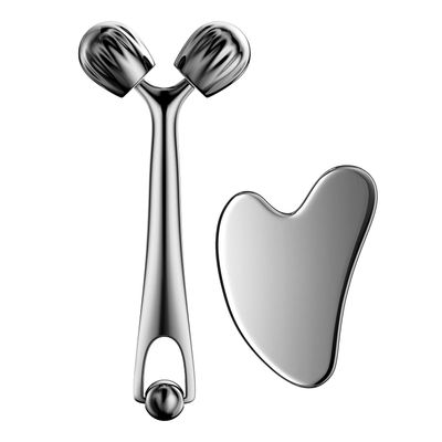 DANGSHAN Stainless Steel Face Roller and Gua Sha Massage Tool Set, Facial Massage Gua Sha Facial Tools Skincare for Face, Eye, Neck, Body Skin Care Tools Gift for Women