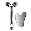 DANGSHAN Stainless Steel Face Roller and Gua Sha Massage Tool Set, Facial Massage Gua Sha Facial Tools Skincare for Face, Eye, Neck, Body Skin Care Tools Gift for Women view 1