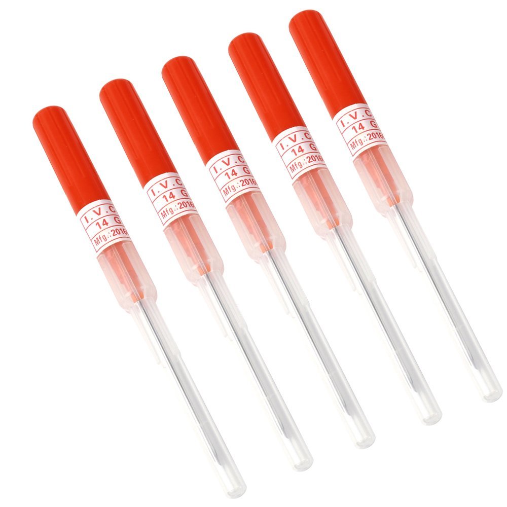 Xiboya textile Pack of 5 Catheter Piercing Needles Tattoo Piercings Tool (14G) 