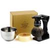 Anbbas Black Badger Hair Shaving Brush Resin Handle and Acrylic Thicken Shaving Stand,Stainless Steel Shaving Bowl and Goat Milk Soap 4in1 Gift Set for Men Wet Shave view 1