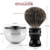 Anbbas Black Badger Hair Shaving Brush Resin Handle and Acrylic Thicken Shaving Stand,Stainless Steel Shaving Bowl and Goat Milk Soap 4in1 Gift Set for Men Wet Shave view 4