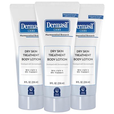 Dermasil Body Lotion, Dry Skin Treatment, 3-Pack  Non-Greasy, Fast-Absorbing, Fragrance-Free Lotion, Cruelty-Free, 8 Oz Ea