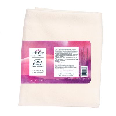 HERITAGE STORE Organic Cotton Flannel - Castor Oil Pack Wrap - Reusable Organic Cotton Flannel Fabric for Castor Oil Packs - Castor Oil Compress for Abdomen and Joints, 60-Day Guarantee, 13 x 15 in