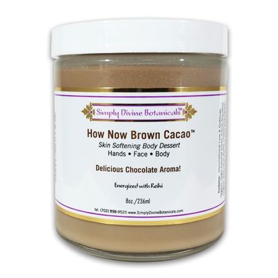 Simply Divine Botanicals How Now Brown Cacao - All-Natural and Organic Body Butter with a Chocolate Aroma to Soften and Deeply Moisturize Hands, Face, Body, 8 oz