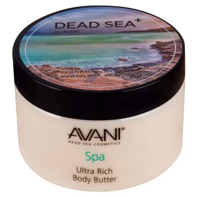 Avani Dead Sea Body Butter Ultra-Rich Exfoliating & Hydrating Formula with Aloe Vera, Shea, Jojoba, Sunflower & Olive Oils Suitable for All Skin Types Vanilla
