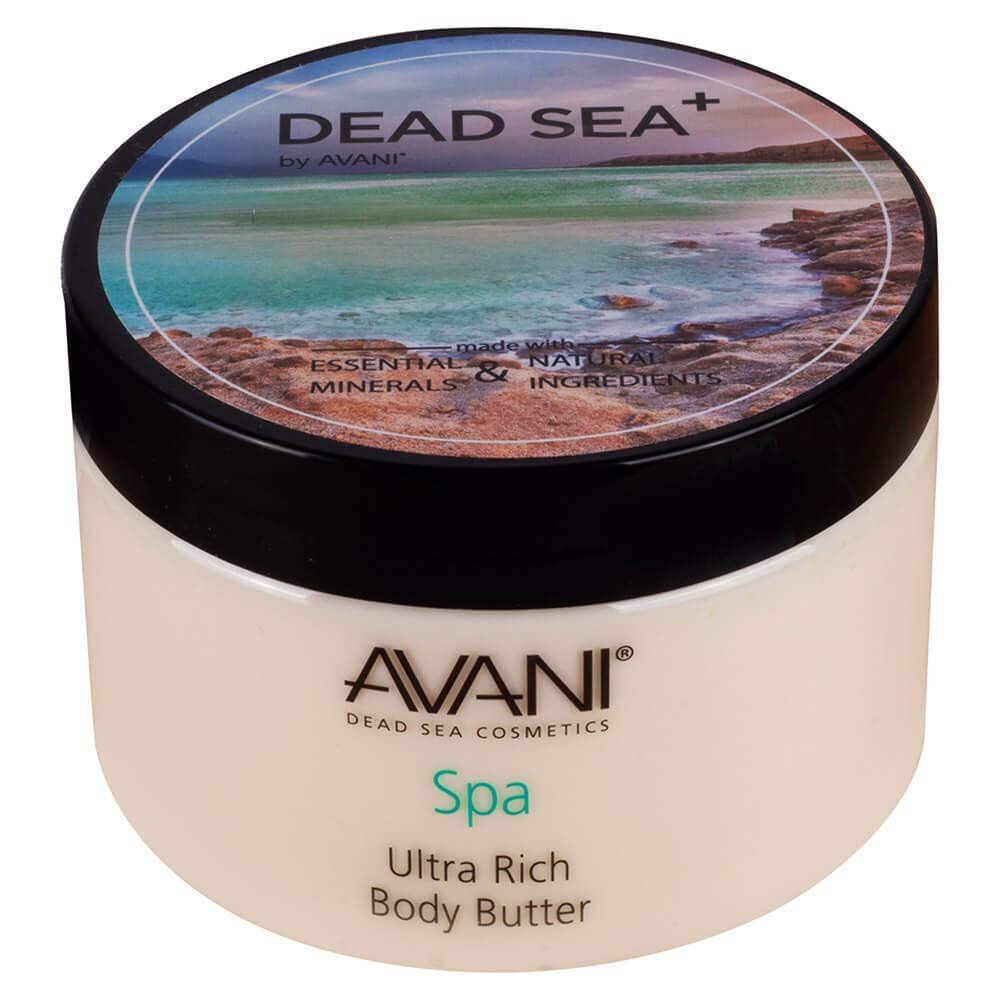 Avani Dead Sea Body Butter Ultra-Rich Exfoliating & Hydrating Formula with Aloe Vera, Shea, Jojoba, Sunflower & Olive Oils Suitable for All Skin Types Vanilla