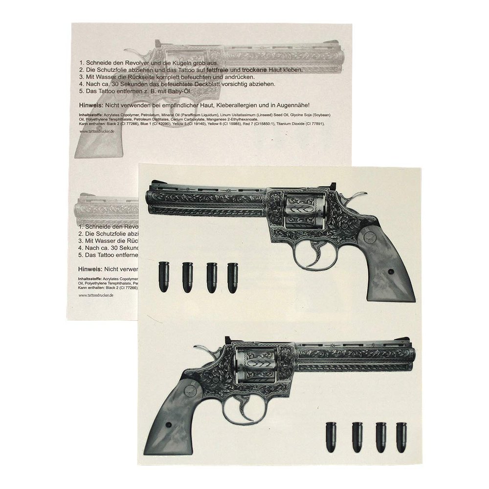 10 x Gun Tattoo - 10 Guns Tattoo - Gangster Revolver Tattoo (10)
