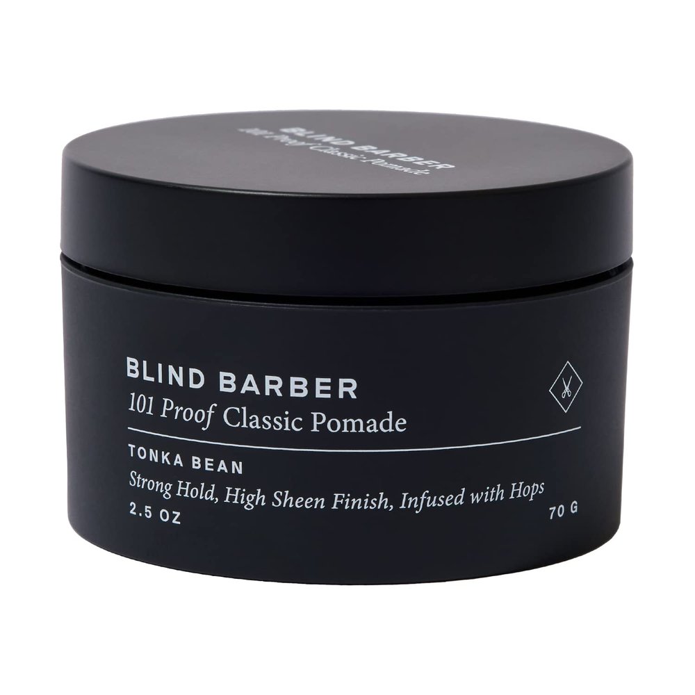 Blind Barber 101 Proof Classic Hair Pomade for Men - Water Based Pomade with Hops & Tonka Bean - Strong Hold & High Shine Finish - Paraben & Sulfate-Free Hair Styling Products (2.5 oz)