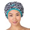 Reusable Shower & Bath Cap & Lined, Oversized Waterproof Shower Caps Large Designed for all Hair Lengths with PEVA Lining & Elastic Band Stretch Hem Hair Hat - Fashionista Sassy Stripes view 1
