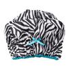 Reusable Shower & Bath Cap & Lined, Oversized Waterproof Shower Caps Large Designed for all Hair Lengths with PEVA Lining & Elastic Band Stretch Hem Hair Hat - Fashionista Sassy Stripes view 3