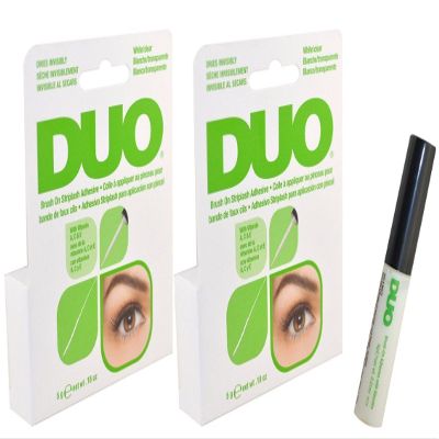 2 X Duo Brush on Striplash Adhesive white/clear for Strip Lashes Easy To Apply : 5 g