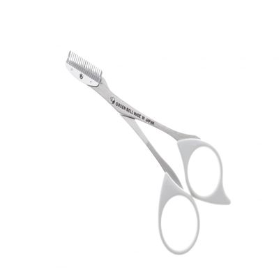 Seki Edge Eyebrow Scissors Comb (SS-605) - Stainless Steel Eyebrow Trimmer Scissor Comb for Trimming Eye Brows, Beards, & Mustaches - for Men & Women - Made in Japan