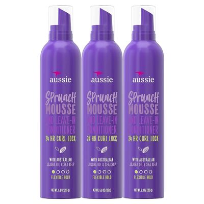 Aussie Sprunch Mousse 24 Hour Curl Lock, Flexible Hold 6.80 oz (Pack of 3)