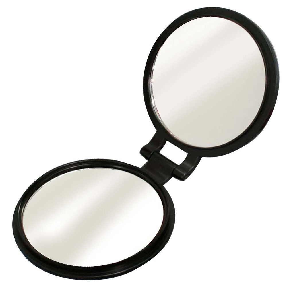 Yamamura YL-10 Double Sided Compact Mirror with 10x Magnification, Black, Mirror/Flat 3.0 inches (77 mm)