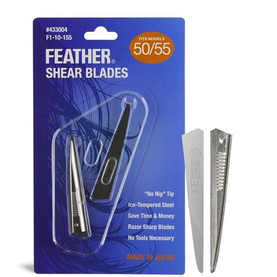 Feather - Switch-Blade Haircutting Shears Replacement Blades -Model 50/55 Scissors for Professional Stylists & Barbers - Stainless Steel - No-Nip Tip - Made in Japan