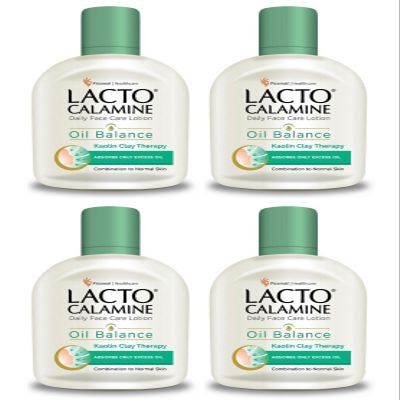 Pack of 4 - Lacto Calamine Skin Balance Oil Control With Kaolin + Aloevera Daily Nourishing Lotion 120ml