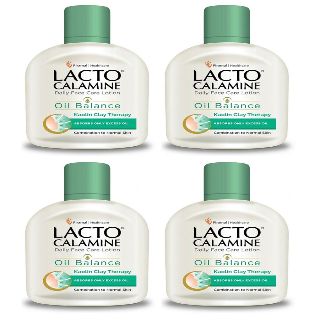 Pack of 4 - Lacto Calamine Skin Balance Oil Control With Kaolin + Aloevera Daily Nourishing Lotion 120ml