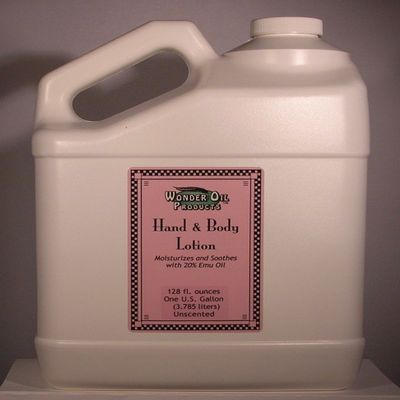 128 fl. ounces One Gallon 20% Emu Oil Hand and Body Lotion Unscented from Wonder Oil Products