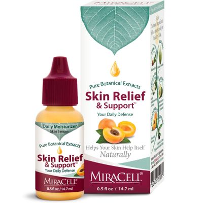 Miracell Skin Relief & Support Oil Natural Face & Body Moisturizer with Apricot, Jojoba, and Vitamin E Fast-Absorbing Hydration for Dry, Sensitive, or Rough Skin 0.5 oz