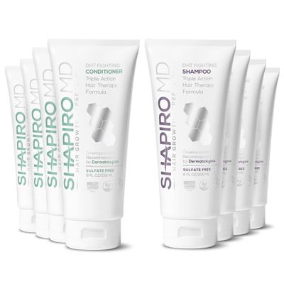 Shapiro MD Hair Growth Experts Hair Loss Shampoo and Conditioner, DHT Fighting Vegan Formula for Thinning Hair Developed by Dermatologists, Experience Healthier, Fuller Thicker Hair, 4 Month Supply