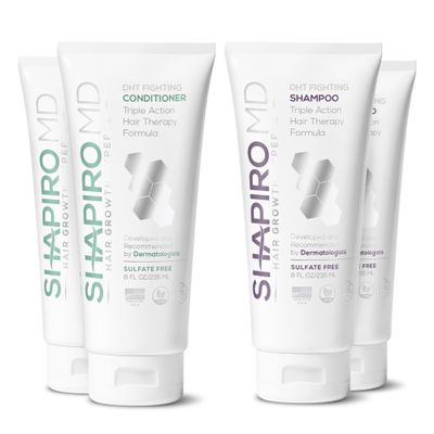 Shapiro MD Hair Growth Experts Hair Loss Shampoo and Conditioner, DHT Fighting Vegan Formula for Thinning Hair Developed by Dermatologists, Experience Healthier & Thicker Hair - 2 Month Supply