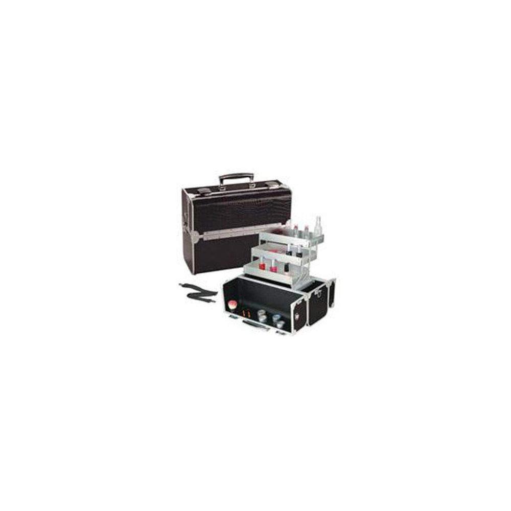 Black Cosmetic Train Case with Crocodile Texture Style No. TS-93