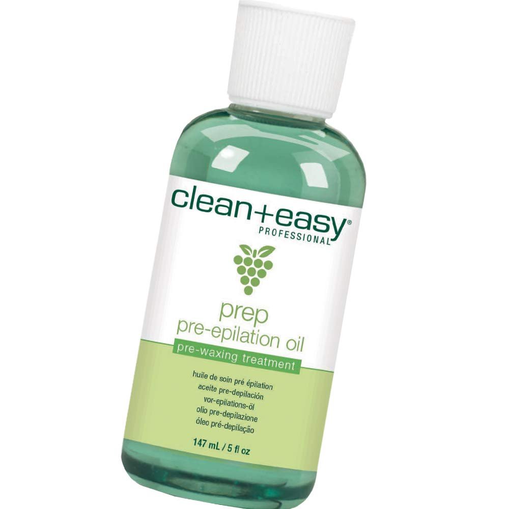 Clean + Easy Pre Wax Oil - Prepares the Skin for Hard Wax Application - Pre Waxing Treatment with Soybean and Grapeseed Oil, 5 oz