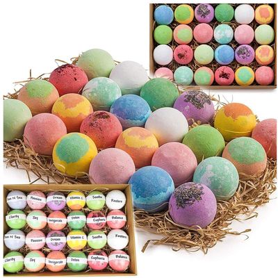 Bulk Bath Bombs Gift Set - 24 Nurture Me Organic Bath Bomb Kit - Moisturizing Bath Bombs Bath Gift Set  Best Birthday Gifts for Women, Mom, Girls, Teens, Her