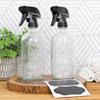 Cornucopia Brands 16oz Clear Glass Spray Bottles w/Chalk Labels (Pack of 2) Boston Round Bottles with 3-Setting Adjustable Heavy Duty Sprayers view 2