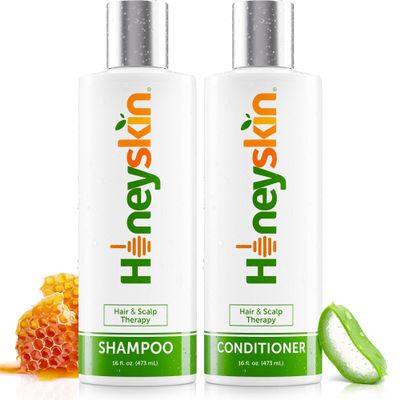 Honeyskin Hair Growth Shampoo and Conditioner for Women Sulfate-Free, Hydrating & Volumizing Set with Manuka Honey & Aloe Vera Non-Toxic Hair Thickening Shampoo for Thinning Hair 16oz