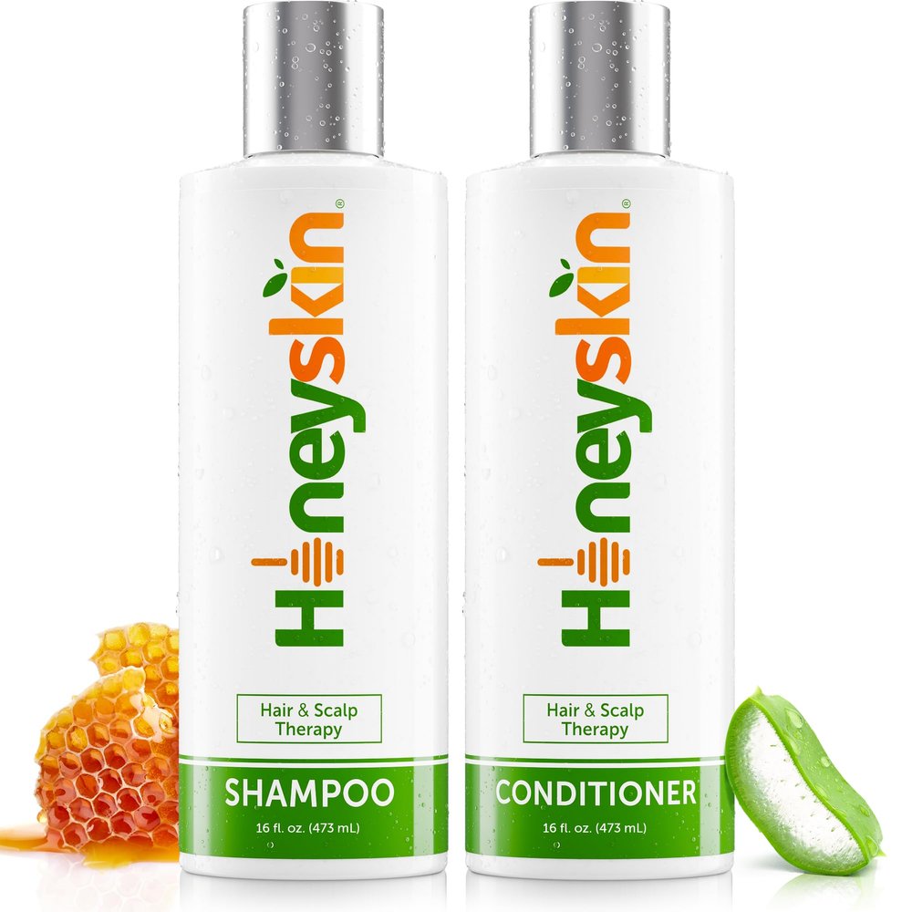 Honeyskin Hair Growth Shampoo and Conditioner for Women Sulfate-Free, Hydrating & Volumizing Set with Manuka Honey & Aloe Vera Non-Toxic Hair Thickening Shampoo for Thinning Hair 16oz