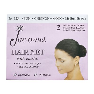 Jac-O-Net Tiny Mesh Hair Net - Chignon Bun Size, Medium Brown, 2 Nets Per Pack [1 Pack]